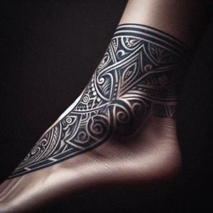 Ankle Lower Leg Tribal tattoo design for women11