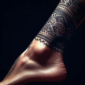 Ankle Lower Leg Tribal tattoo design for women6
