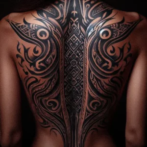 Back Tribal tattoo design for women10