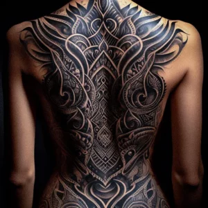 Back Tribal tattoo design for women3
