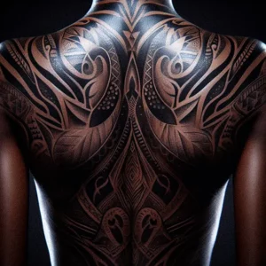 Back Tribal tattoo design for women4