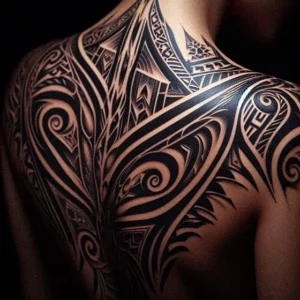 Back Tribal tattoo design for women5