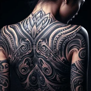 Back Tribal tattoo design for women7