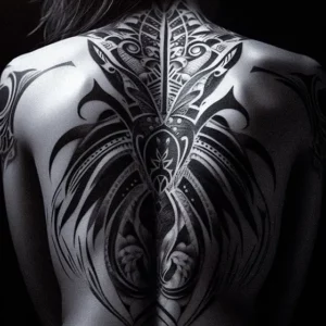 Back Tribal tattoo design for women8