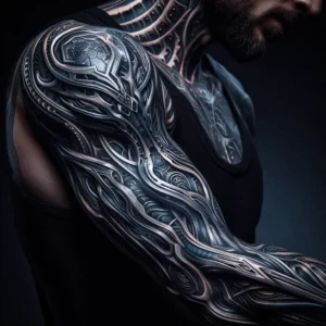 Biomechanical style Sleeve Tattoo 11