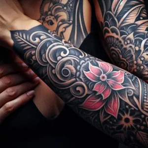 Floral Tribal tattoo design for women16