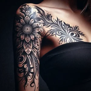 Floral Tribal tattoo design for women17