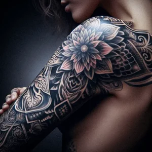 Floral Tribal tattoo design for women24