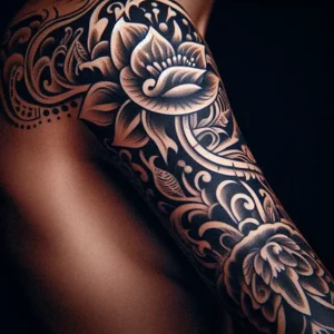 Floral Tribal tattoo design for women4