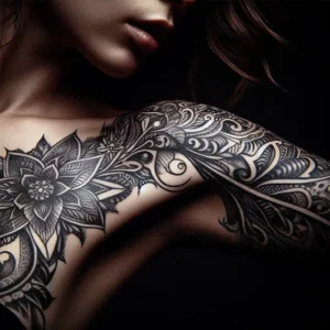 Floral Tribal tattoo design for women5