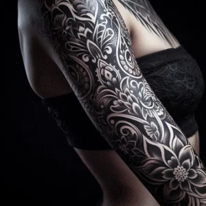 Floral Tribal tattoo design for women7