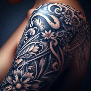 Floral Tribal tattoo design for women8