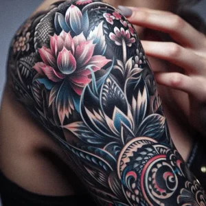 Floral Tribal tattoo design for women9