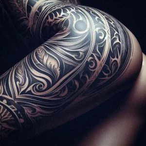 Leg Tribal tattoo design for women4