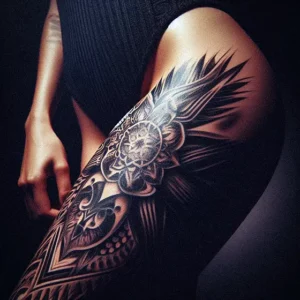 Leg Tribal tattoo design for women7