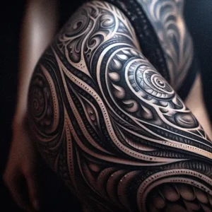 Leg Tribal tattoo design for women9
