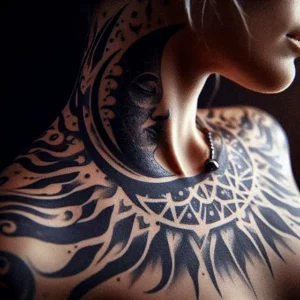 Sun And moon Tribal tattoo design for women1