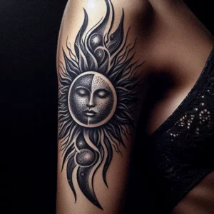Sun And moon Tribal tattoo design for women12