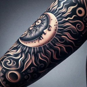 Sun And moon Tribal tattoo design for women14