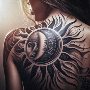 Sun And moon Tribal tattoo design for women2