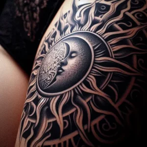 Sun And moon Tribal tattoo design for women3
