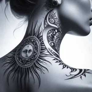 Sun And moon Tribal tattoo design for women4
