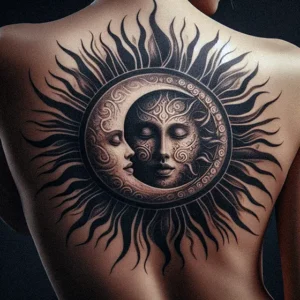 Sun And moon Tribal tattoo design for women5