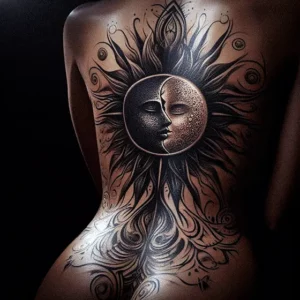 Sun And moon Tribal tattoo design for women6