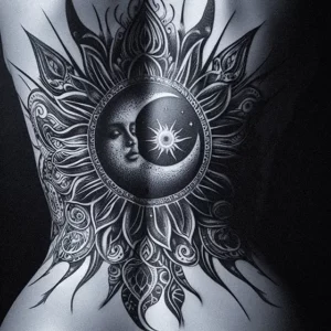 Sun And moon Tribal tattoo design for women7
