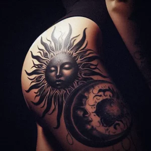 Sun And moon Tribal tattoo design for women8