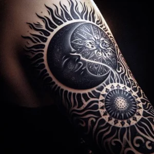 Sun And moon Tribal tattoo design for women9